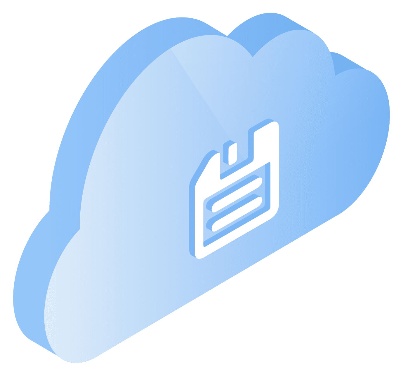 isometric icons depicting cloud computing services