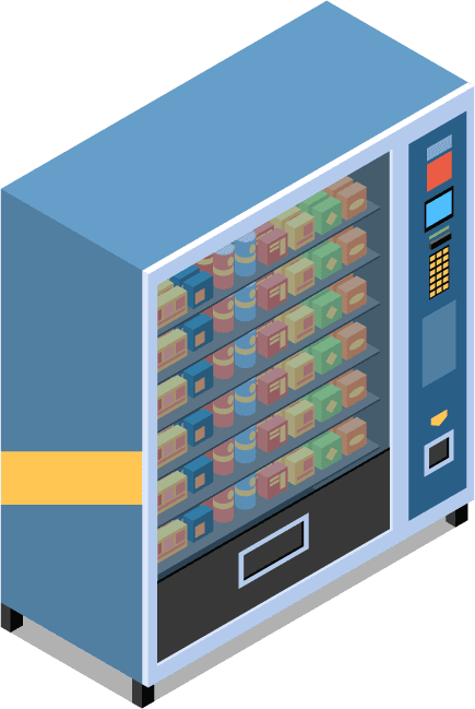 isometric icons with various vending machines isolated illustration