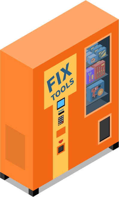 isometric icons with various vending machines isolated illustration