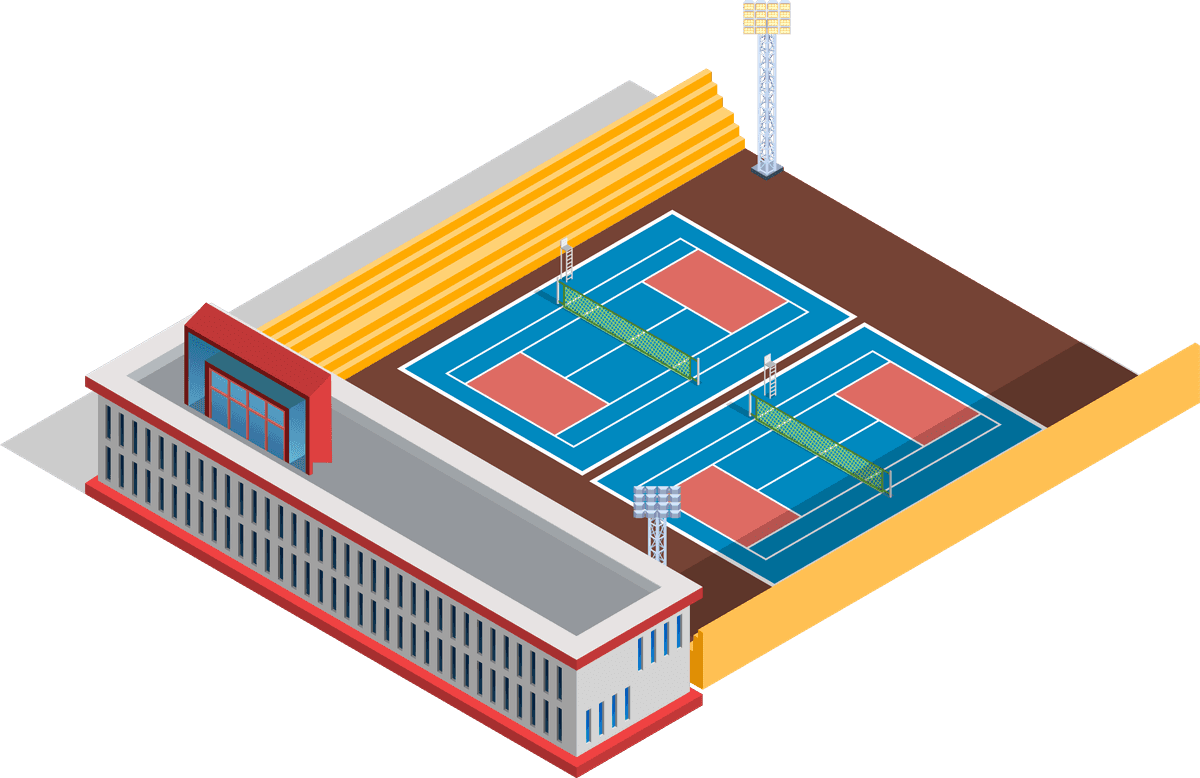 isometric baseball field football stadium illustration