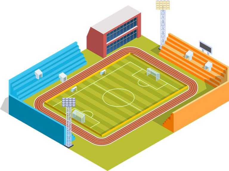 isometric baseball field football stadium illustration