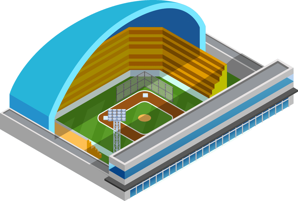 isometric baseball field football stadium illustration