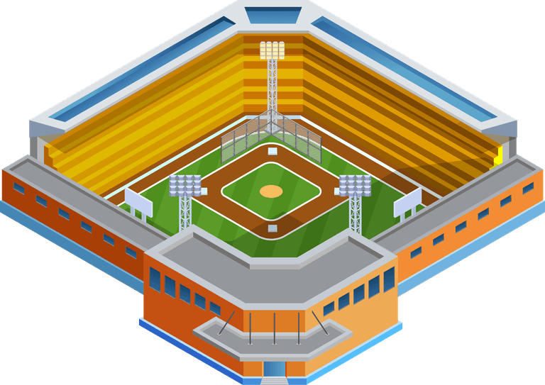 isometric baseball field football stadium illustration