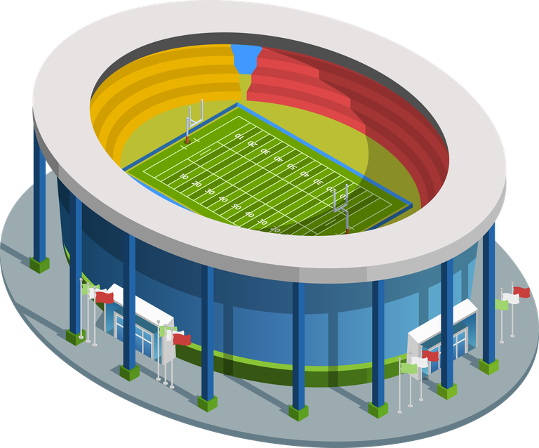 isometric baseball field football stadium illustration