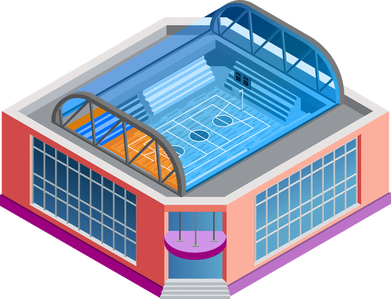 isometric baseball field football stadium illustration