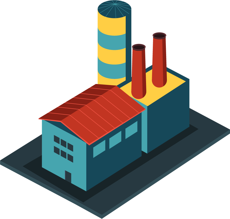 isometric industrial building vector illustration with vibrant colors and detailed structures for creative projects