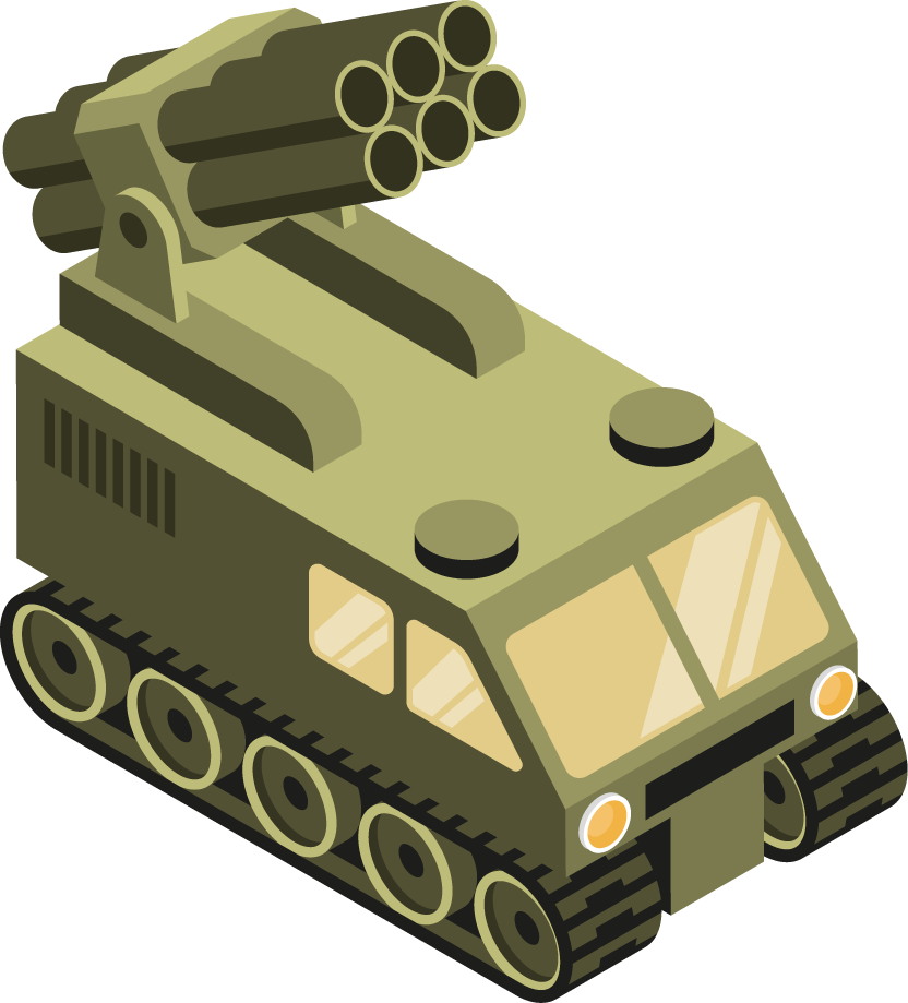 isometric military equipment and vehicle with advanced missile launcher for tactical operations