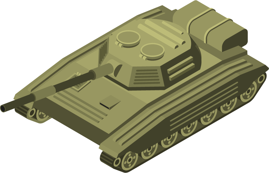isometric military equipment and vehicle featuring a detailed tank for tactical scenarios