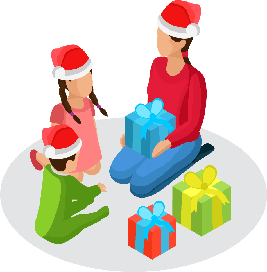 isometric people winter holiday with parents children involved sport other activities isolated