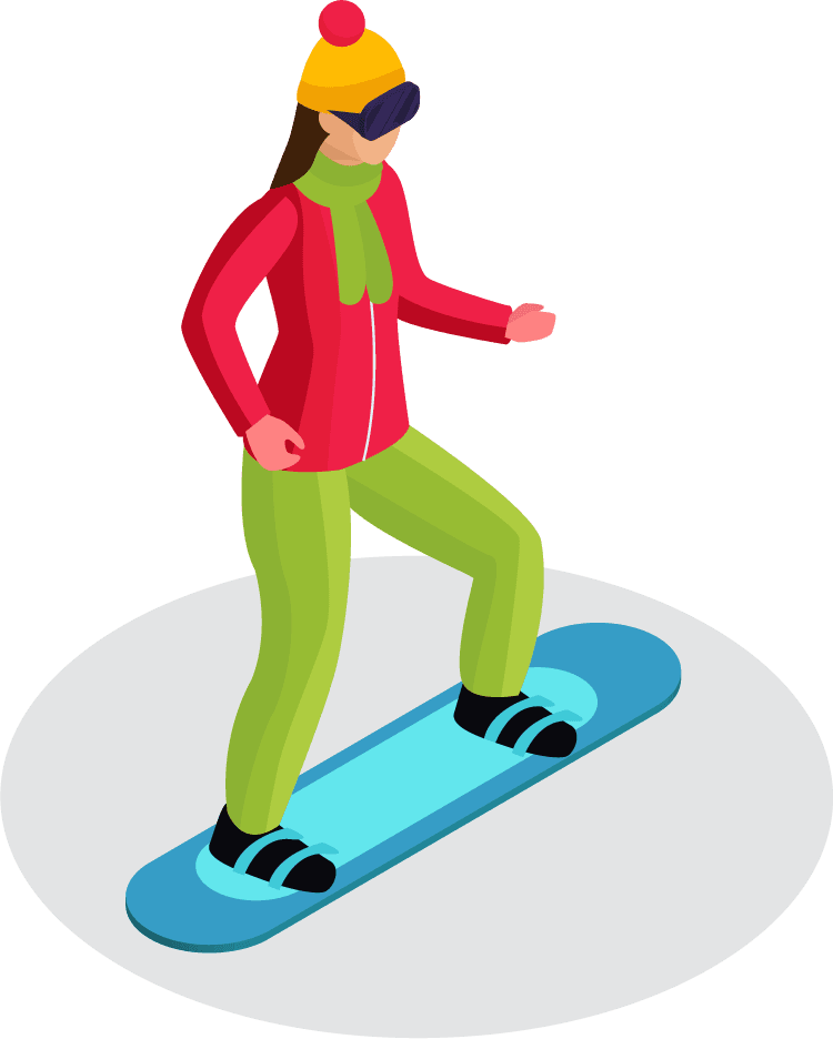 isometric people winter holiday with parents children involved sport other activities isolated