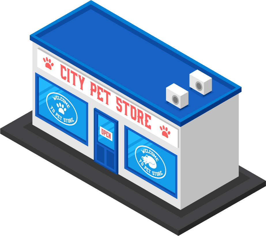 isometric pet shop horizontal background