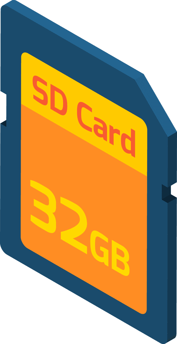 isometric photo video icons for storage solutions with sd card and high capacity