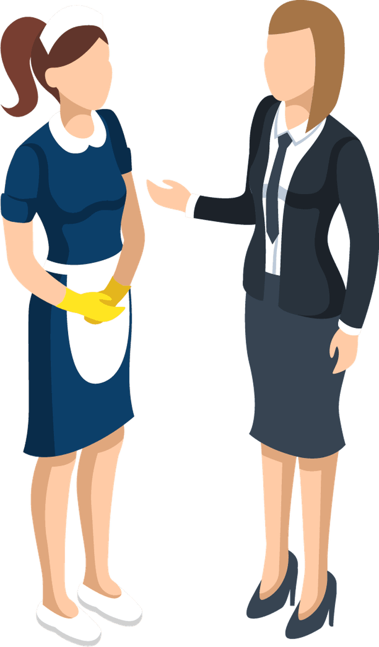 isometric two profession characters talking illustration