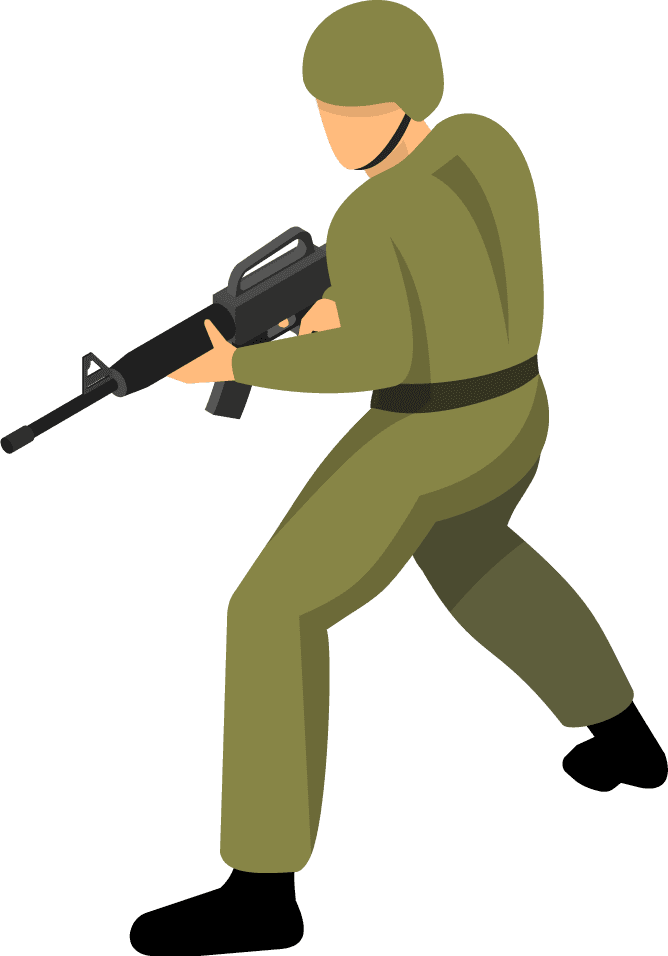 isometric soldier with difference pose army element
