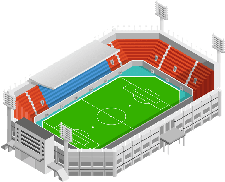 isometric sports field stadium with different shape