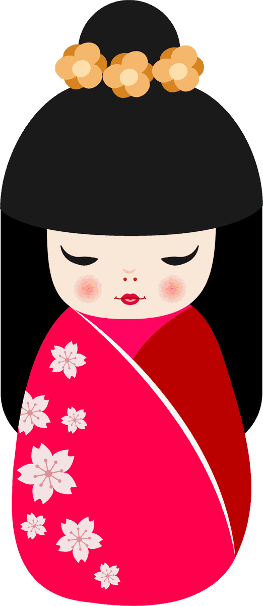 traditional japanese cultural doll with floral patterns in vibrant colors for decoration or gifting