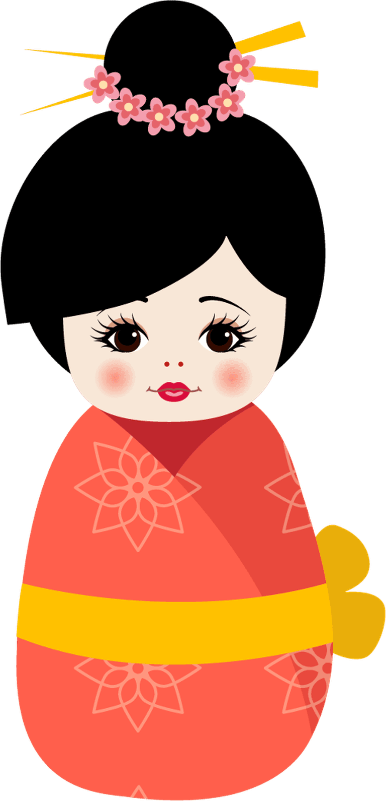 charming traditional japanese cultural doll with vibrant colors and floral accents for home decor