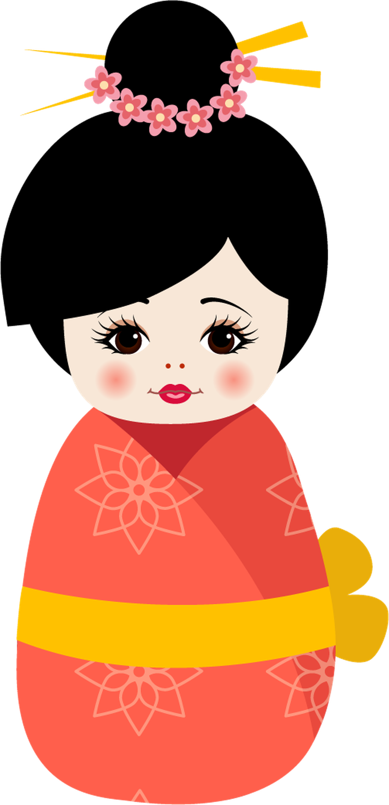 charming traditional japanese cultural doll with vibrant colors and floral accents for home decor