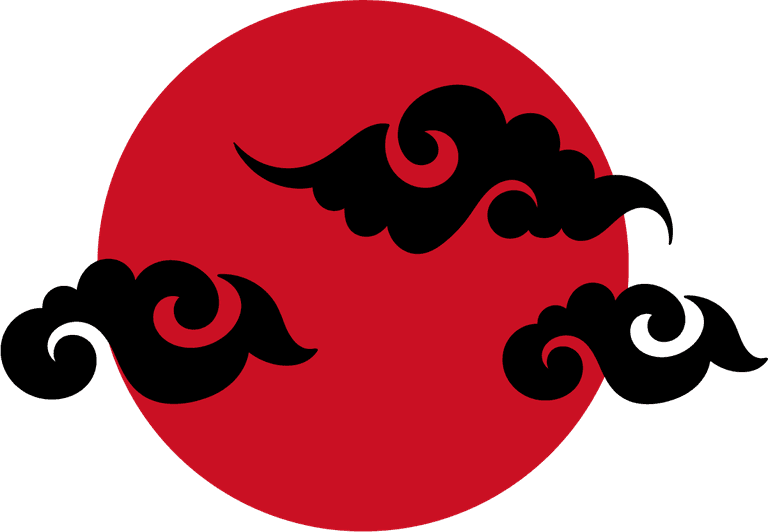 japan culture elements various red icons