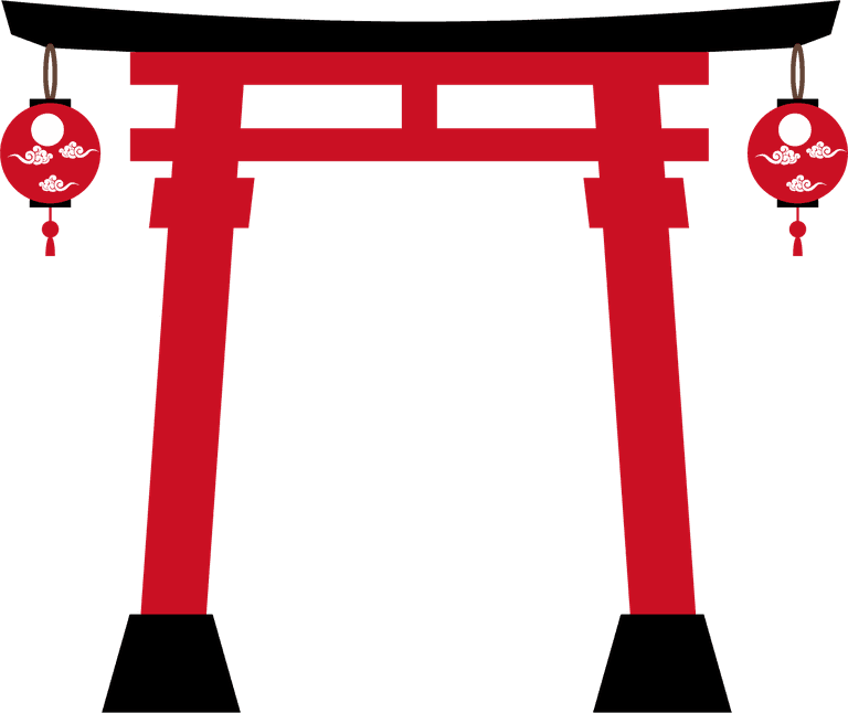 japan culture elements various red icons