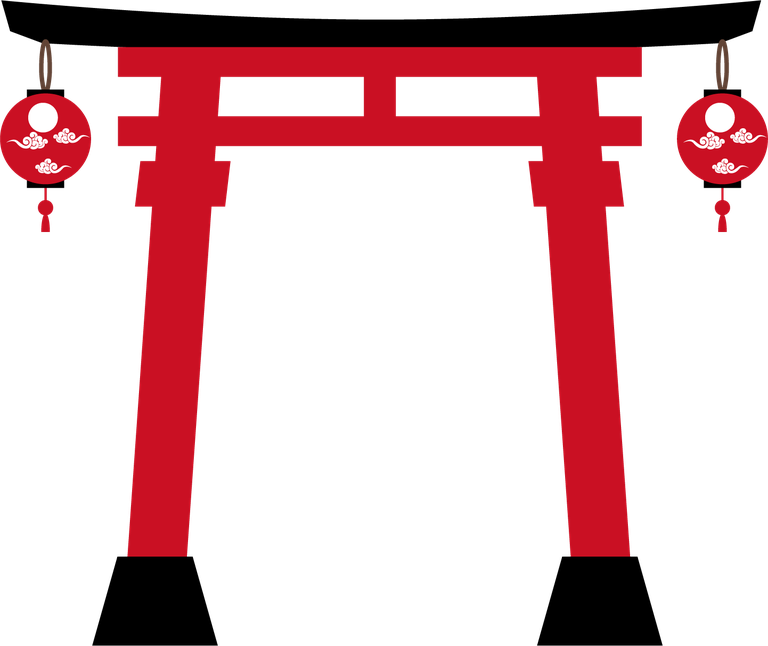 japan culture elements various red icons