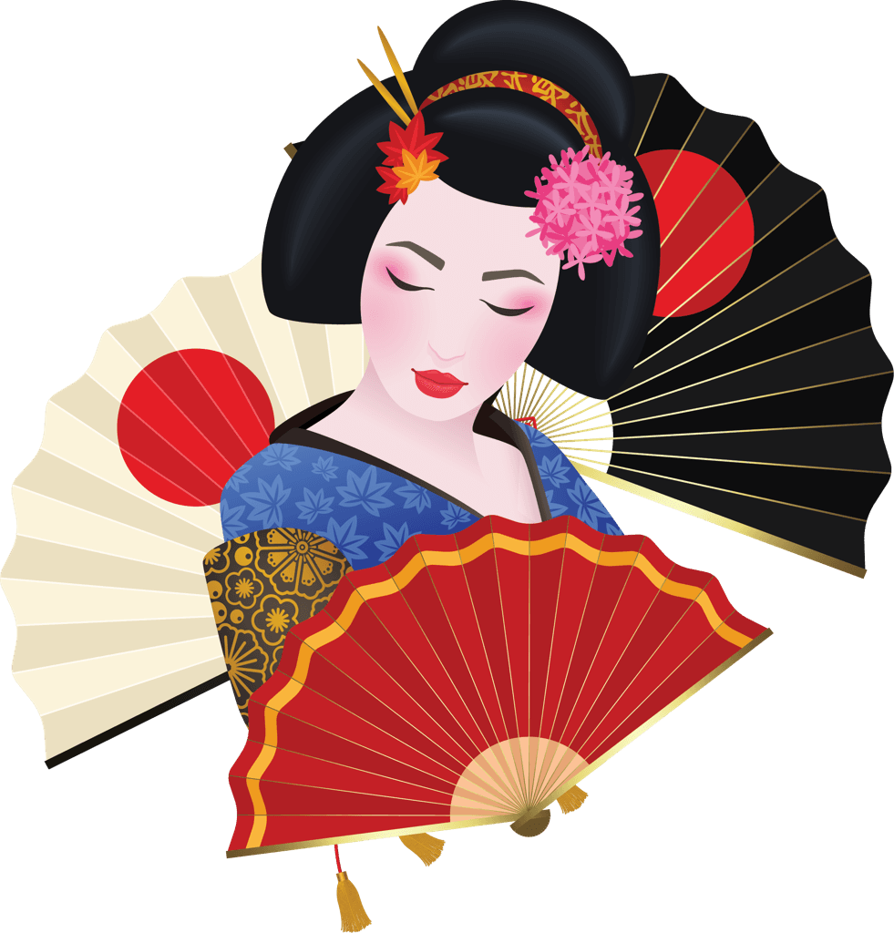 japanese national symbols set icons