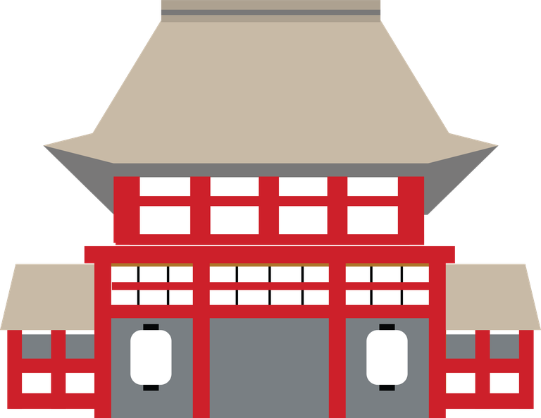 japanese ancient architecture and structure with traditional roofs and vibrant colors