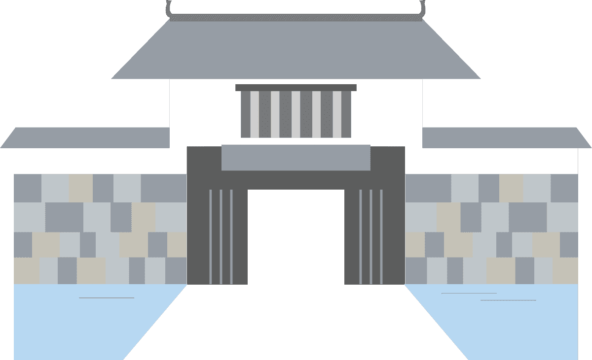 japanese ancient architecture and structure showcasing a traditional fortress design with water features