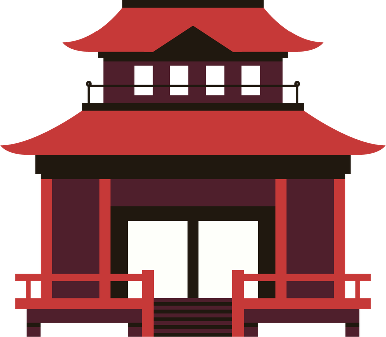japanese temples flat illustration with vibrant colors and unique architectural elements for educational use