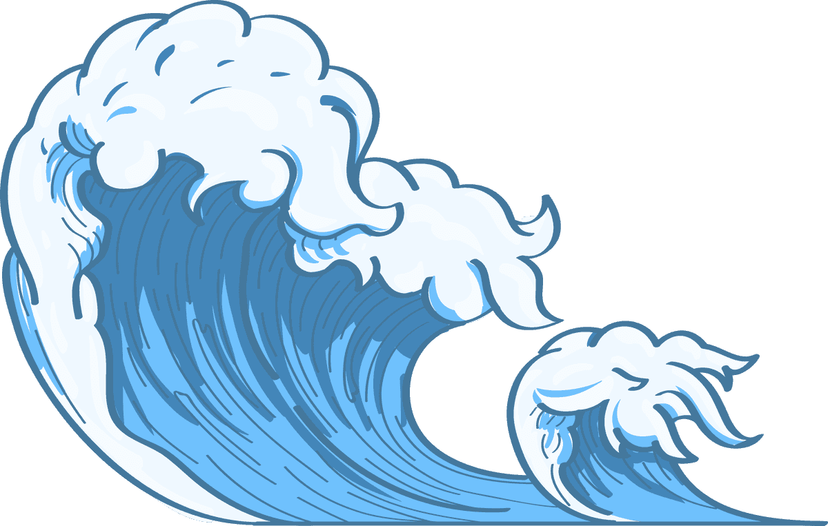 ancient blue japanese wave doodle