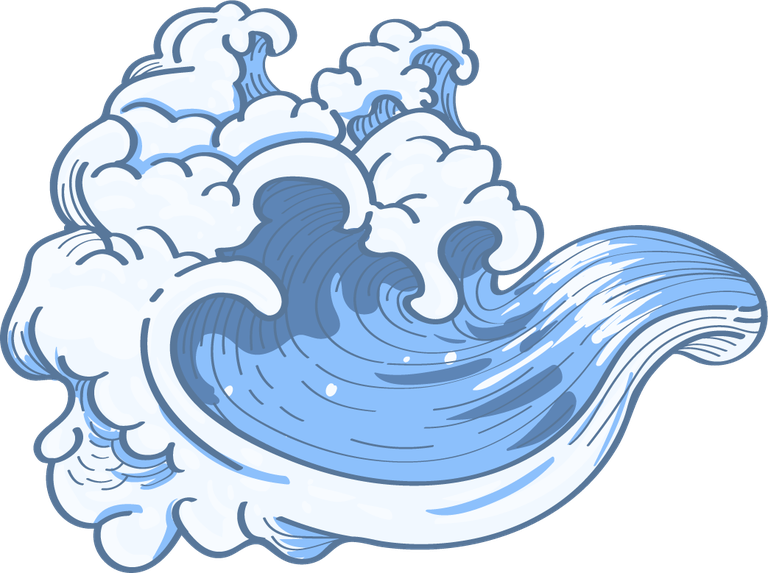 ancient blue japanese wave doodle showcasing a flowing water pattern for creative projects