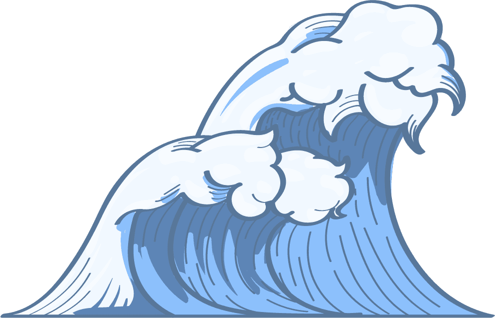 ancient blue japanese wave doodle