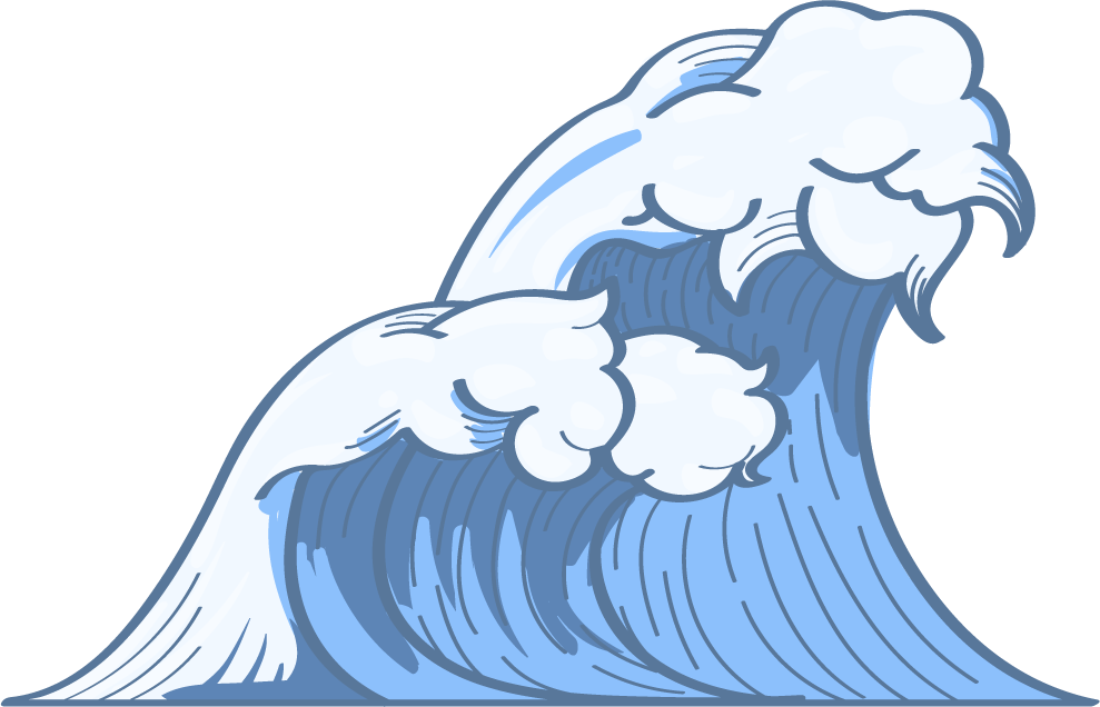 ancient blue japanese wave doodle with fluid lines for serene backgrounds and decor