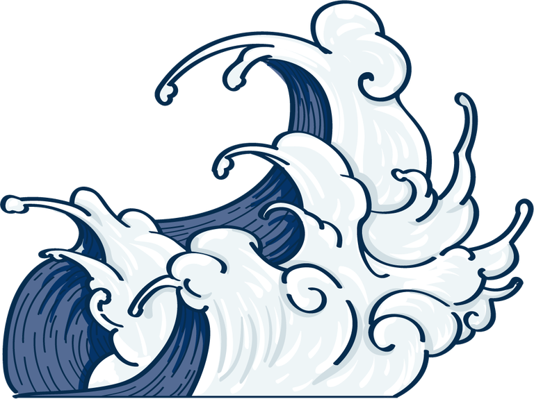 dark blue japanese wave doodle illustrating serene ocean movements for calming decor