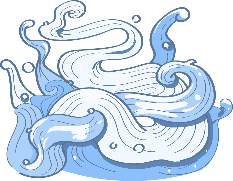 ancient blue japanese wave doodle