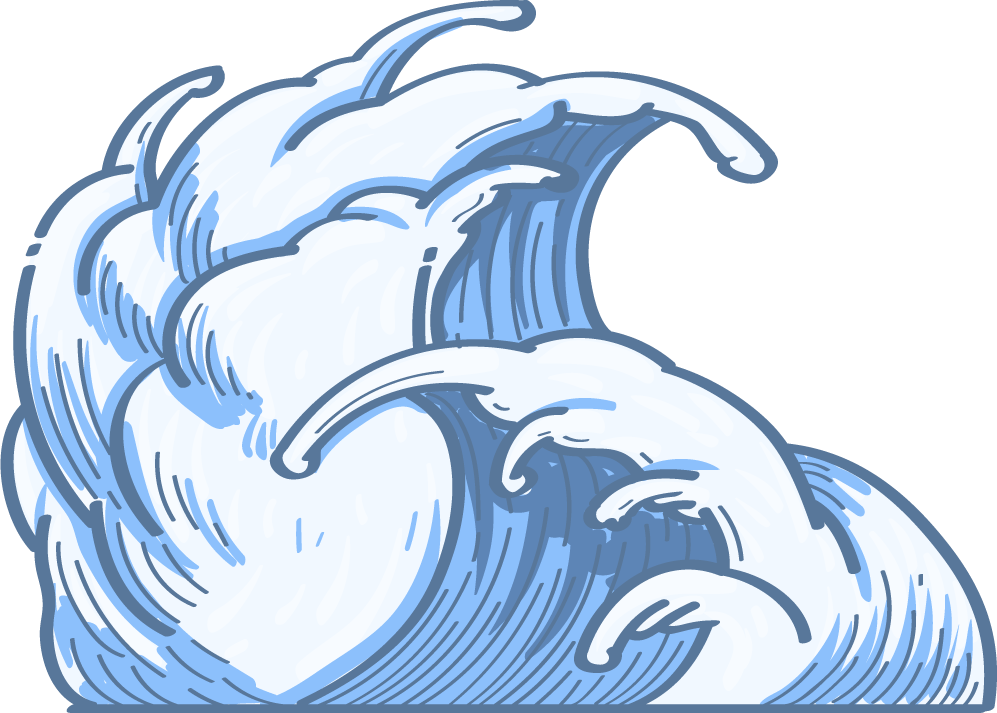 ancient blue japanese wave doodle with intricate details for serene backgrounds or prints