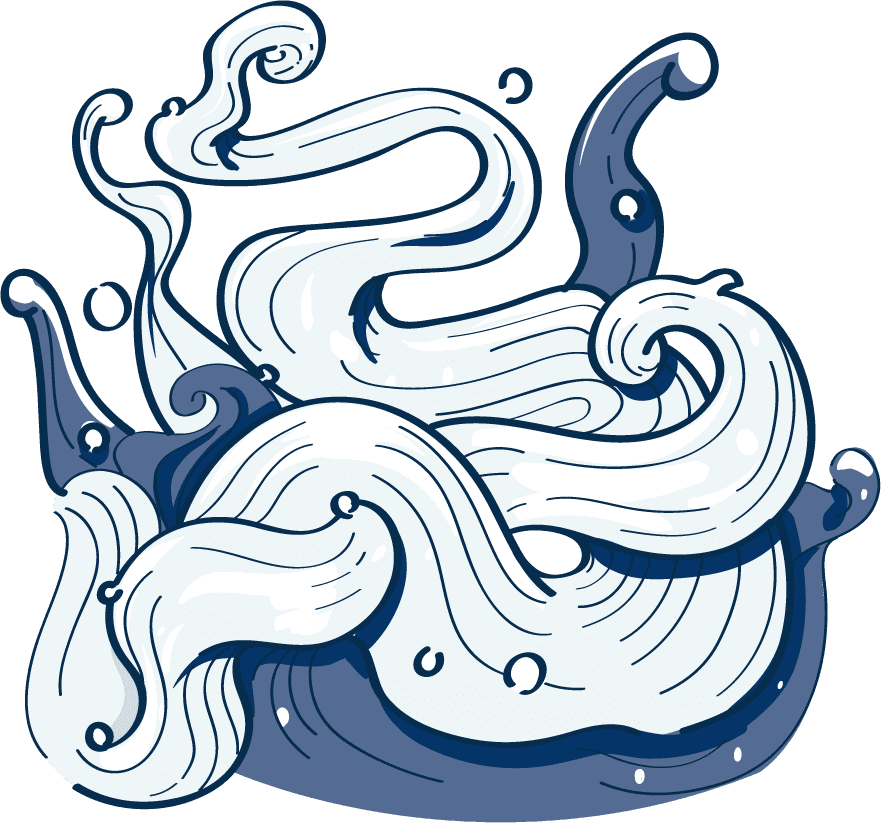 dark blue japanese wave doodle for unique home decor and nautical themes