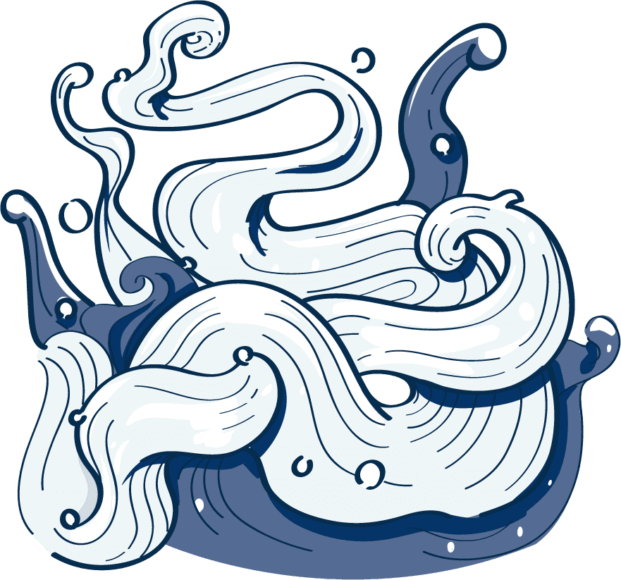 dark blue japanese wave doodle