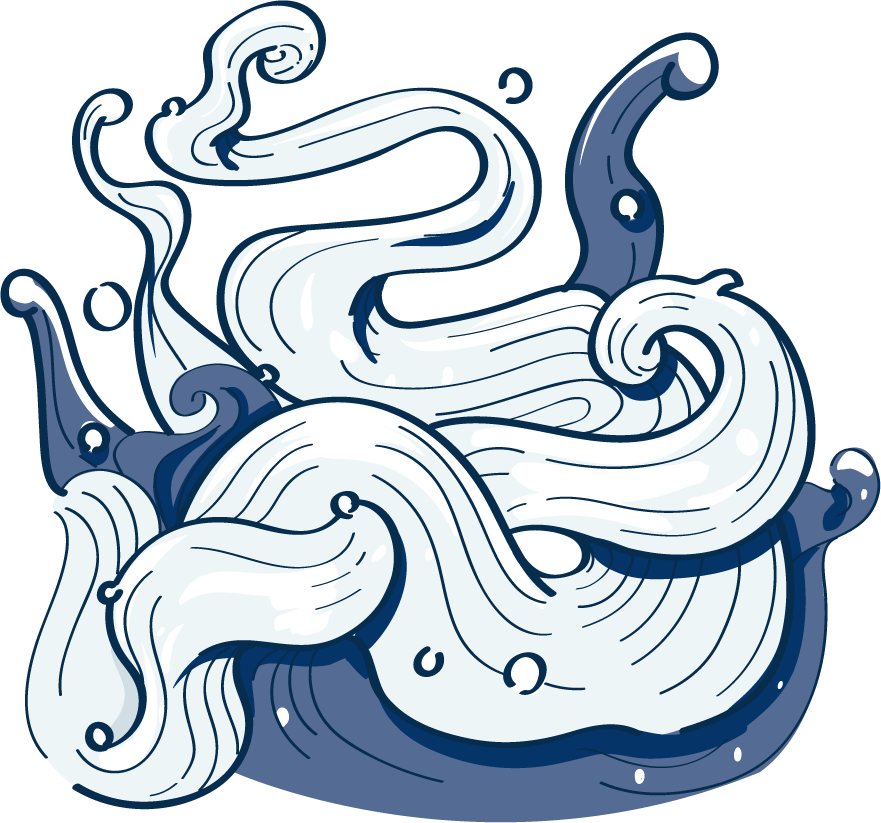 dark blue japanese wave doodle for unique home decor and nautical themes