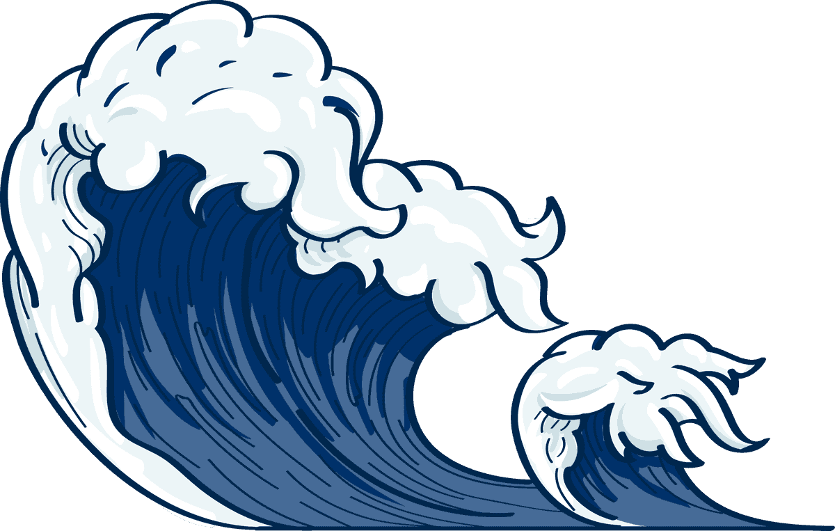 dark blue japanese wave doodle for tranquil backgrounds and serene designs
