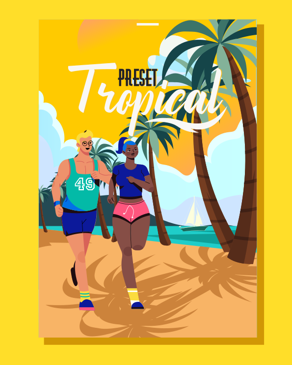 enjoy jogging at the beach with friends in a vibrant tropical setting