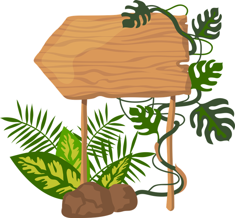 jungle wooden boards with leaves and vines