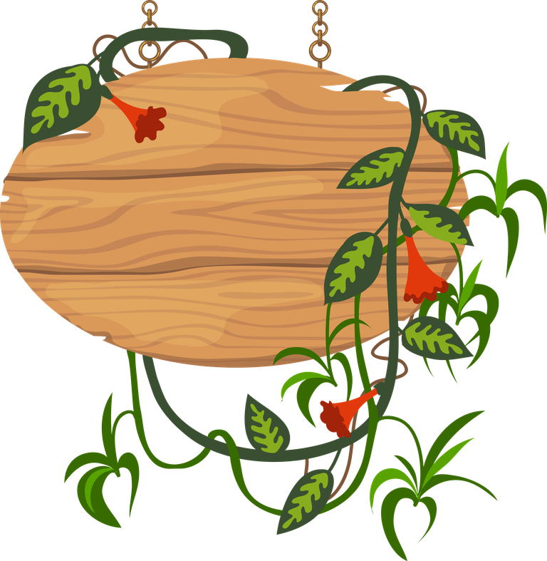 jungle wooden boards with leaves and vines