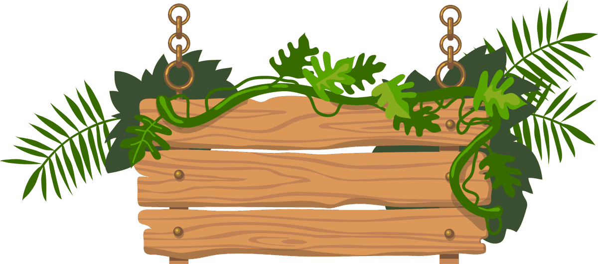 jungle wooden boards with leaves and vines