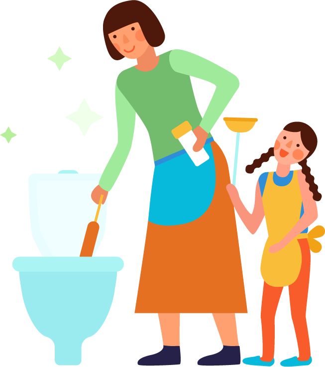 kids helping parents with home cleaning