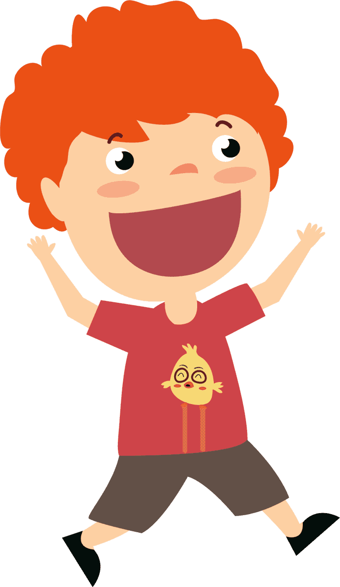 kids icons collection colored cartoon cheerful boy with orange hair and playful outfit