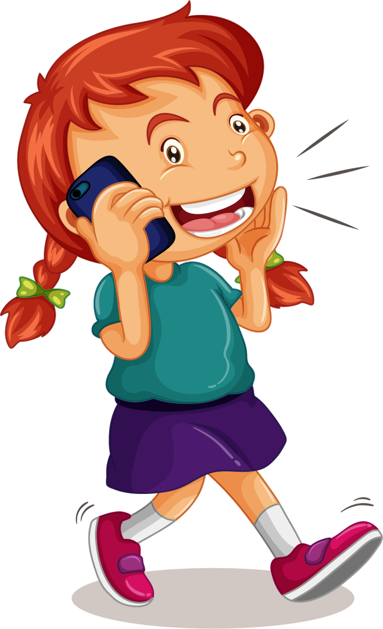 cheerful kids set children character talking on phone with bright colors and joyful expression