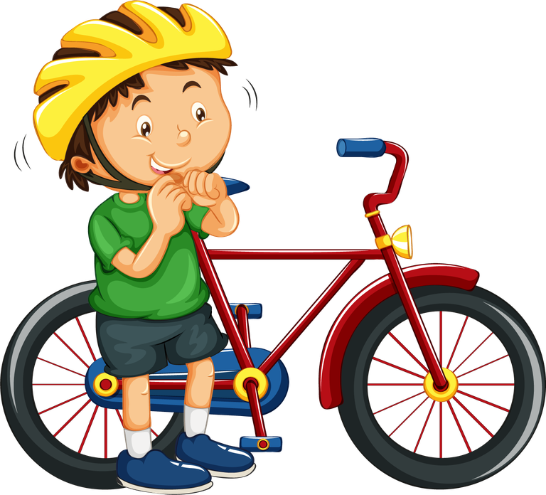kids set children character enjoying biking adventure with safety helmet
