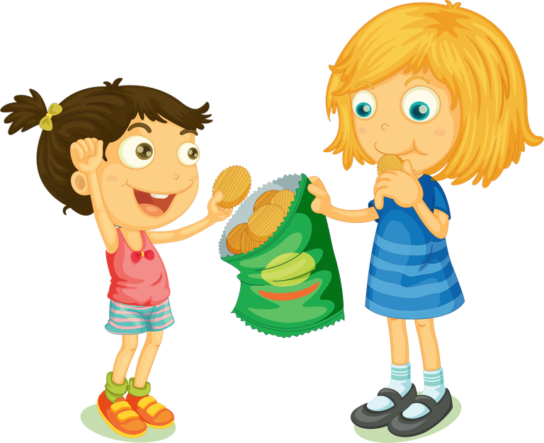 kids set children character enjoying snacks during playtime with friends