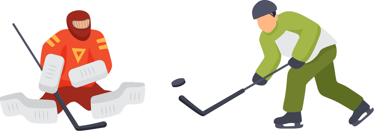 high school athletics sports icons for hockey players and goalies in action